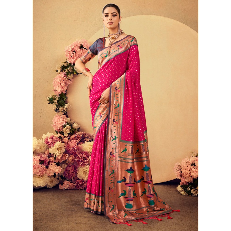 Rani Dupion Silk Saree With Blouse Piece - JD986612880