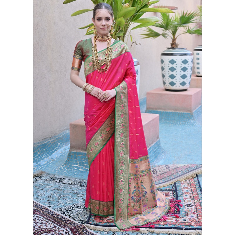 Rani Dupion Silk Saree With Blouse Piece - JD986612881