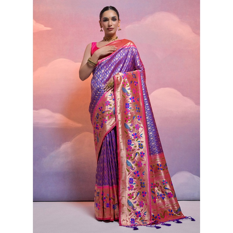 Royal Blue Dupion Silk Saree With Blouse Piece - JD986612873