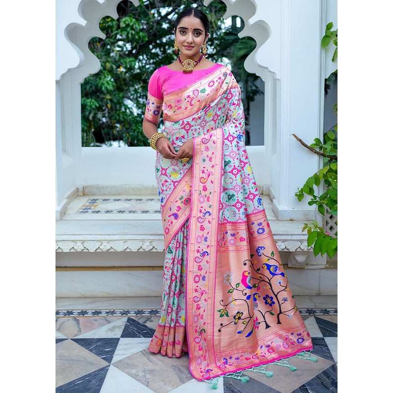 Sea Green Dupion Silk Saree With Blouse Piece - JD986612718