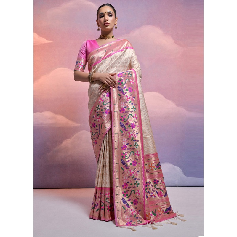 White Dupion Silk Saree With Blouse Piece - JD986612860