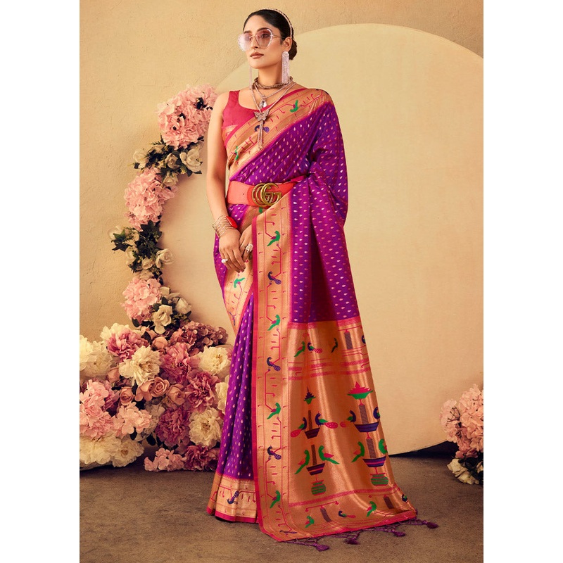 Wine Dupion Silk Saree With Blouse Piece - JD986612857