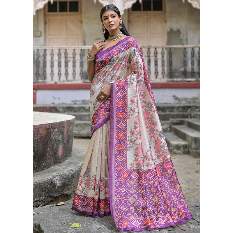 Wine Tussar Silk Saree With Blouse Piece - JD986612698