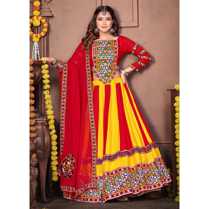 3 Pc Multicolor Rayon Semi Stitched Lehenga Set - JD986612540