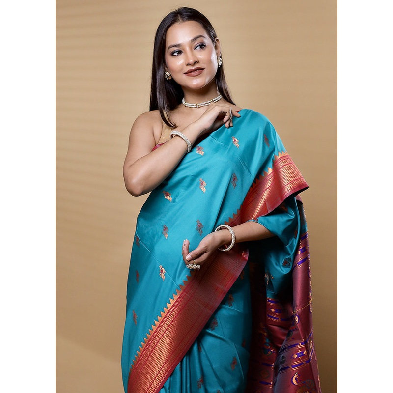 Green Dupion Silk Saree With Blouse Piece - JD986612603