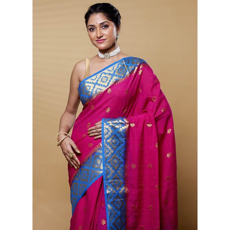 Pink Dupion Silk Saree With Blouse Piece - JD986612636