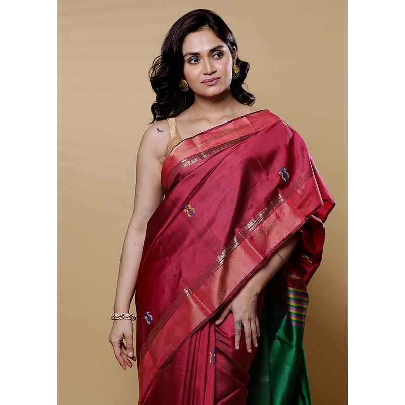 Pink Kalakshetra Kanjivaram Silk Saree With Blouse Piece - JD986612633