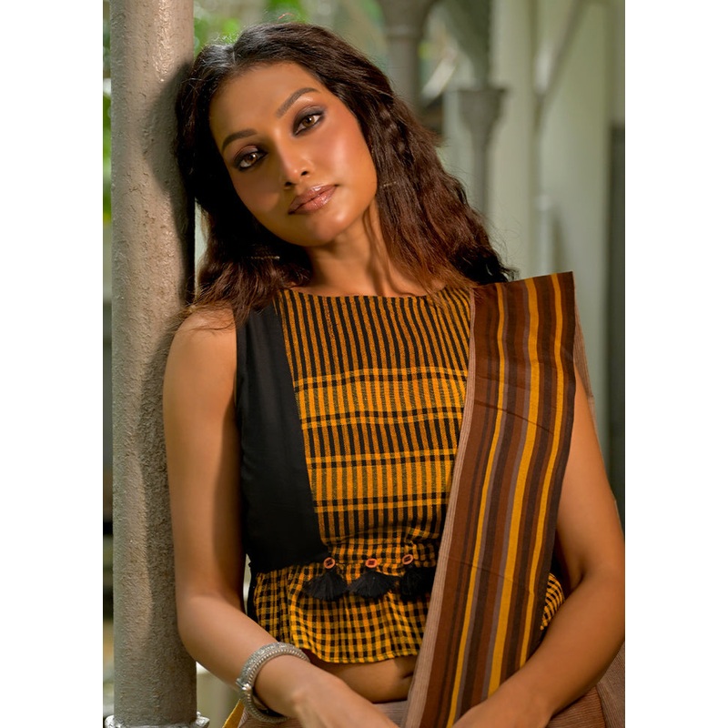 Black Gamcha Designer Blouse - JD986612360