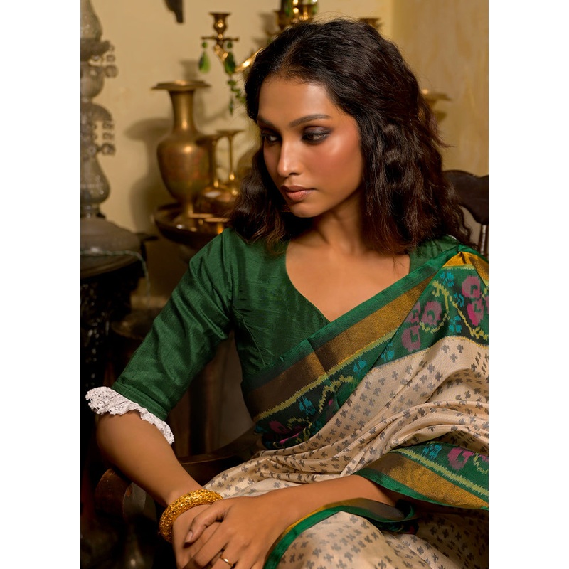 Green Dola Silk Designer Blouse - JD986612334