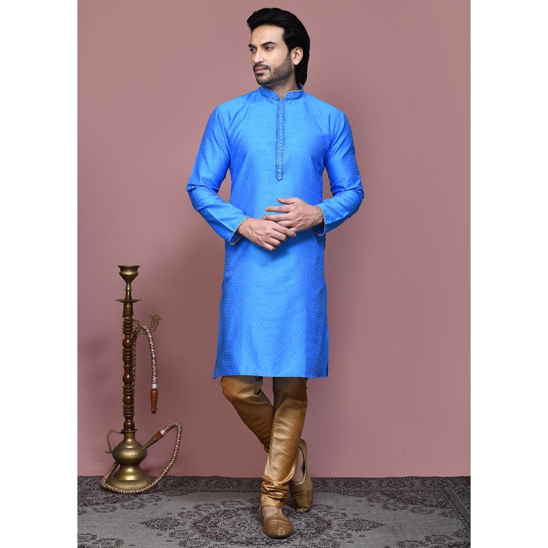 2 Pc Firoza Silk Kurta Pajama Set - JD986612151
