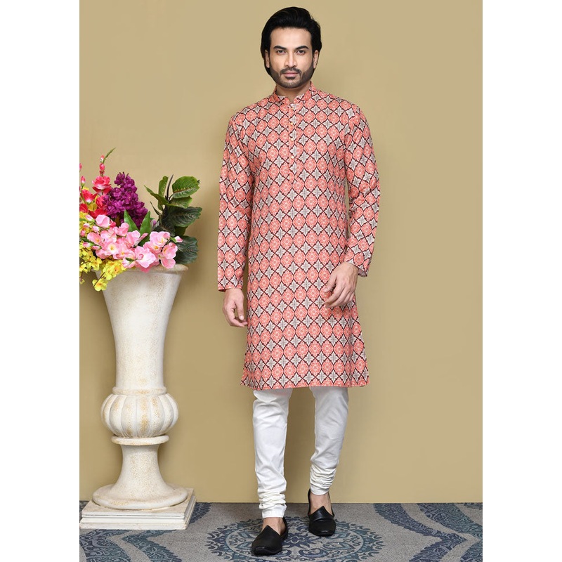 2 Pc Multicolor Cotton Kurta Pajama Set - JD986612126