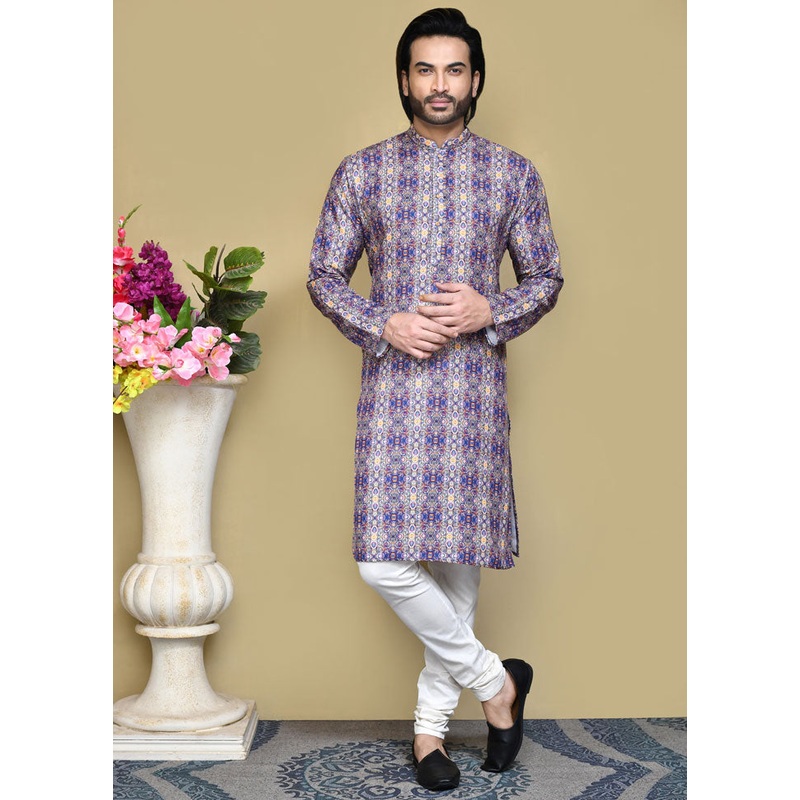 2 Pc Multicolor Cotton Kurta Pajama Set - JD986612128