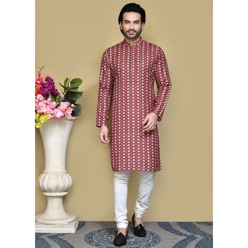 2 Pc Multicolor Cotton Kurta Pajama Set - JD986612129