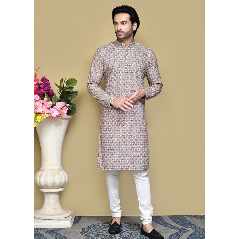 2 Pc Multicolor Cotton Kurta Pajama Set - JD986612130