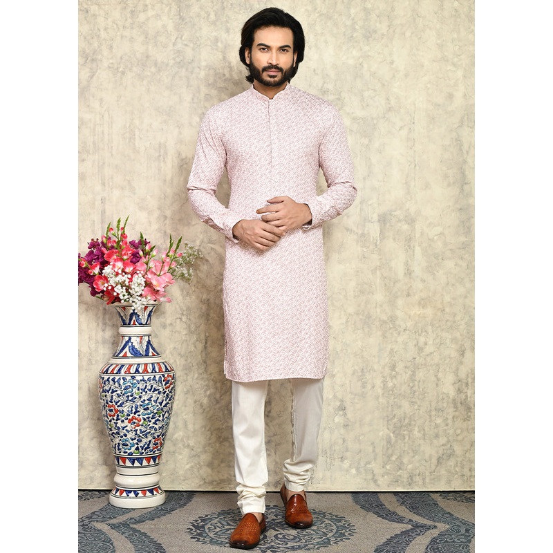 2 Pc Rust Cotton Kurta Pajama Set - JD986612081