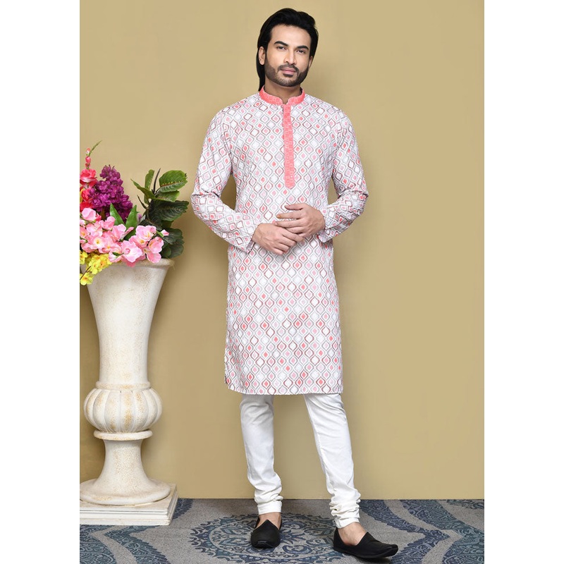 2 Pc Rust Cotton Kurta Pajama Set - JD986612084