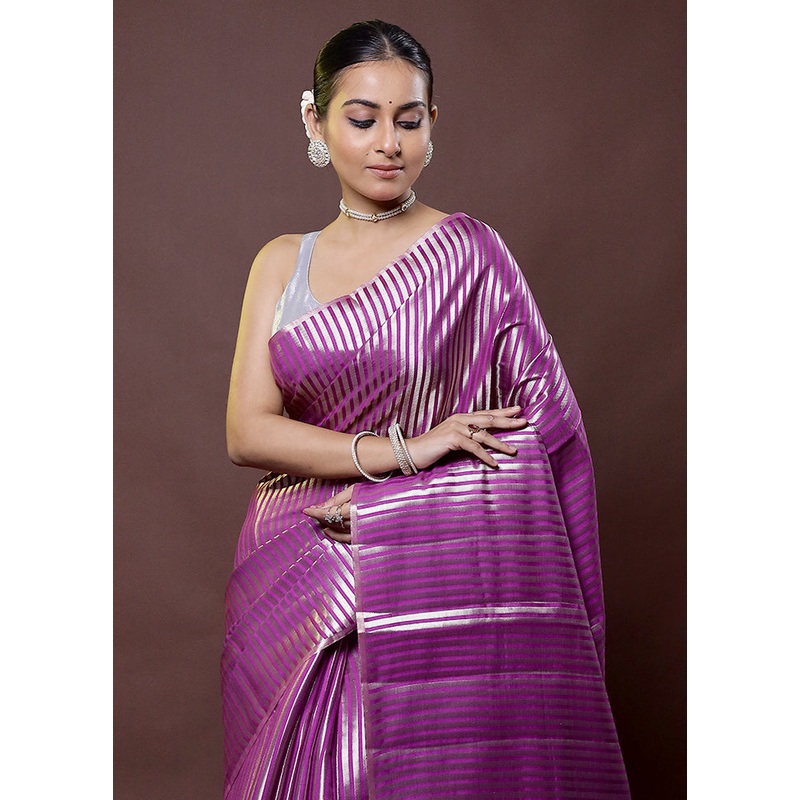 Purple Dupion Silk Saree With Blouse Piece - JD986612173