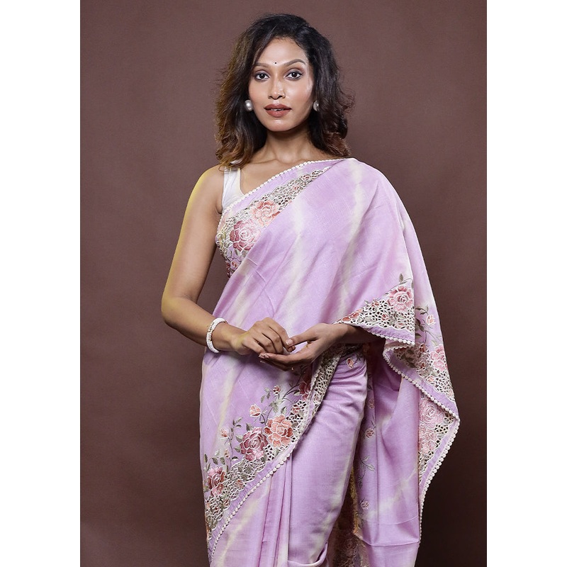 Purple Handloom Tussar Pure Silk Saree With Blouse Piece - JD986612282