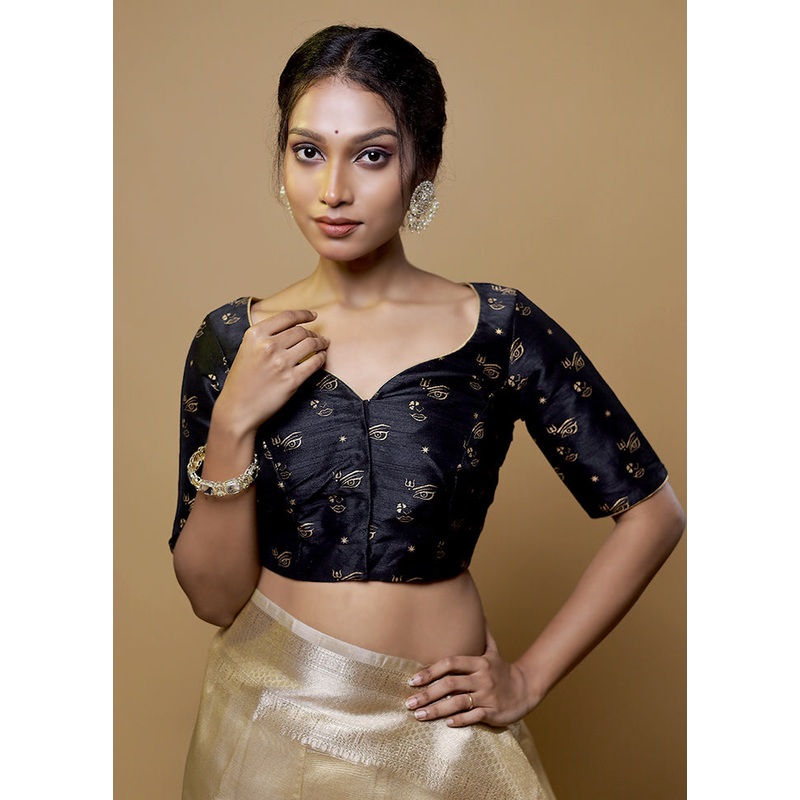 Black Dupion Silk Designer Blouse - JD986611975