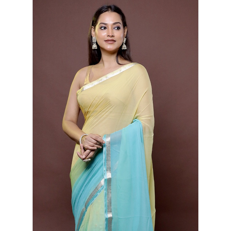 Blue Handloom Chiffon Pure Silk Saree With Blouse Piece - JD986611889