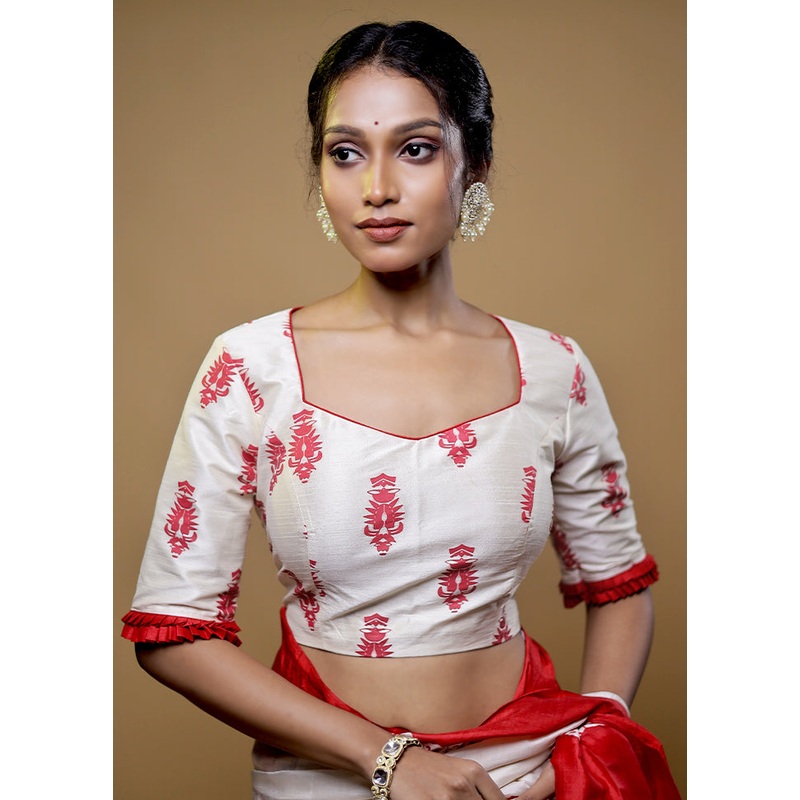 Cream Dupion Silk Designer Blouse - JD986611971