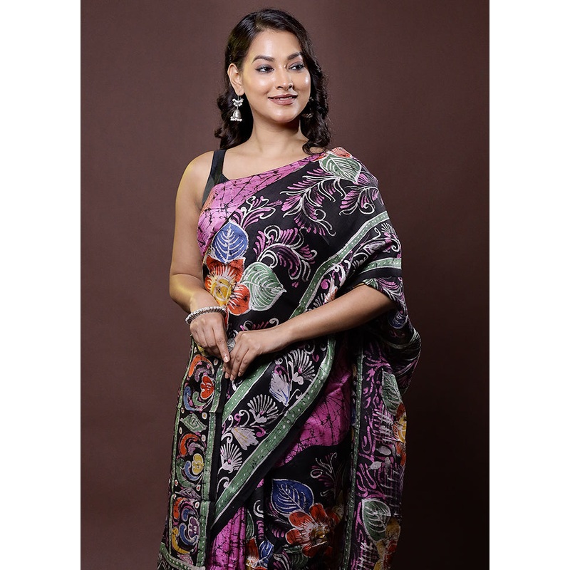 Multicolor Printed Pure Silk Saree Without Blouse Piece - JD986612025