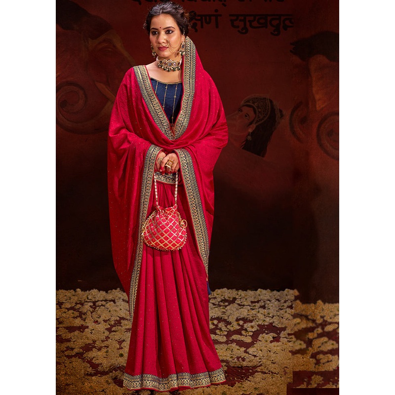Pink Dupion Silk Saree With Blouse Piece - JD986611913