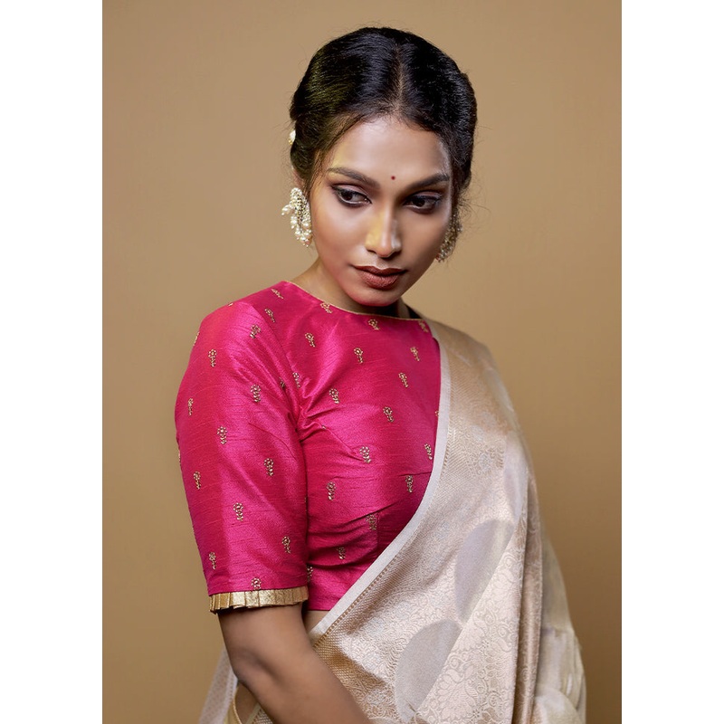 Rani Pink Dupion Silk Designer Blouse - JD986611967