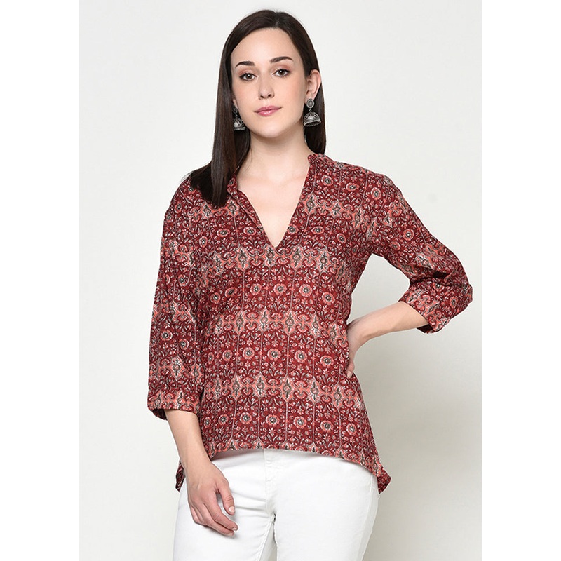 Red Pure Readymade Cotton Kurti - JD986611896