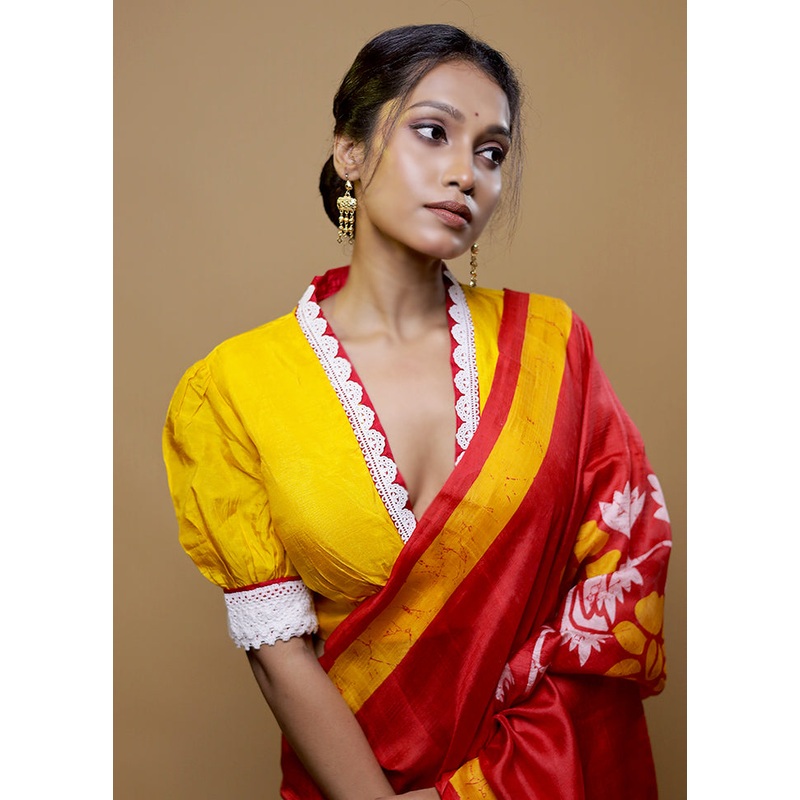 Yellow Dola Silk Designer Blouse - JD986611961