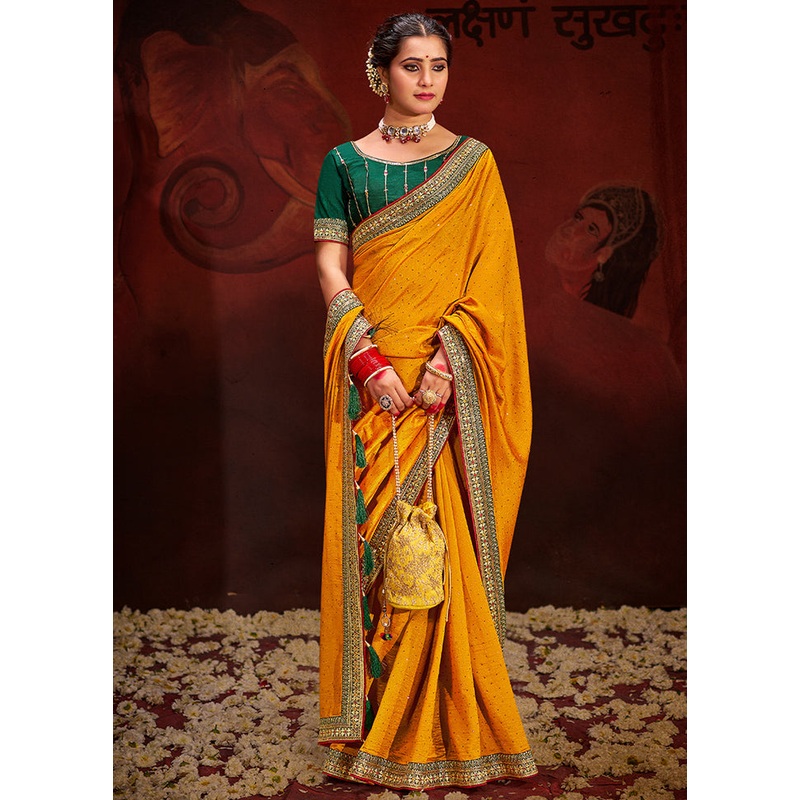 Yellow Dupion Silk Saree With Blouse Piece - JD986611907