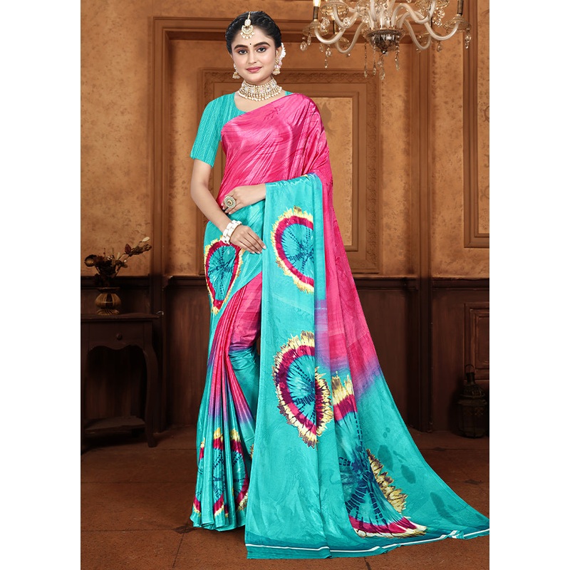 Firoza Crepe Silk Saree With Blouse Piece - JD986611851