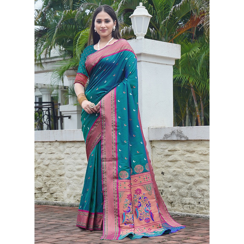 Green Dupion Silk Saree With Blouse Piece - JD986611843