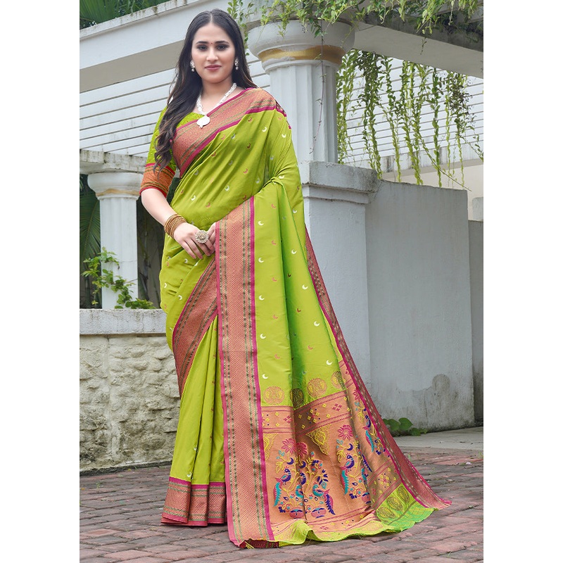 Green Dupion Silk Saree With Blouse Piece - JD986611845