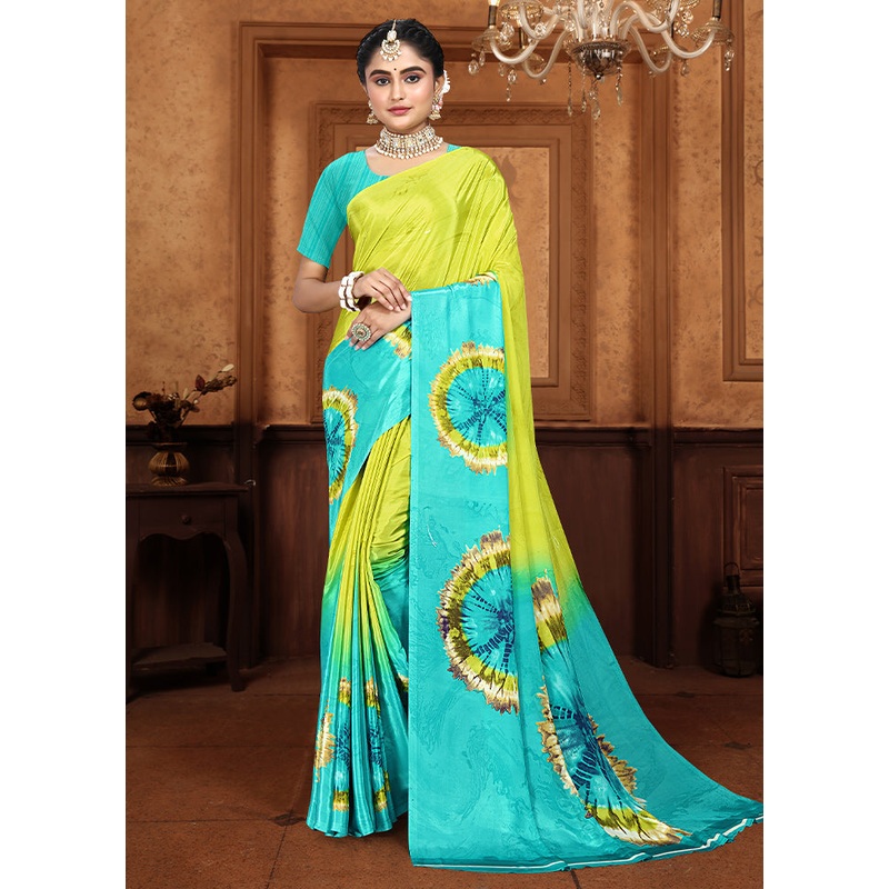 Lemon Crepe Silk Saree With Blouse Piece - JD986611841