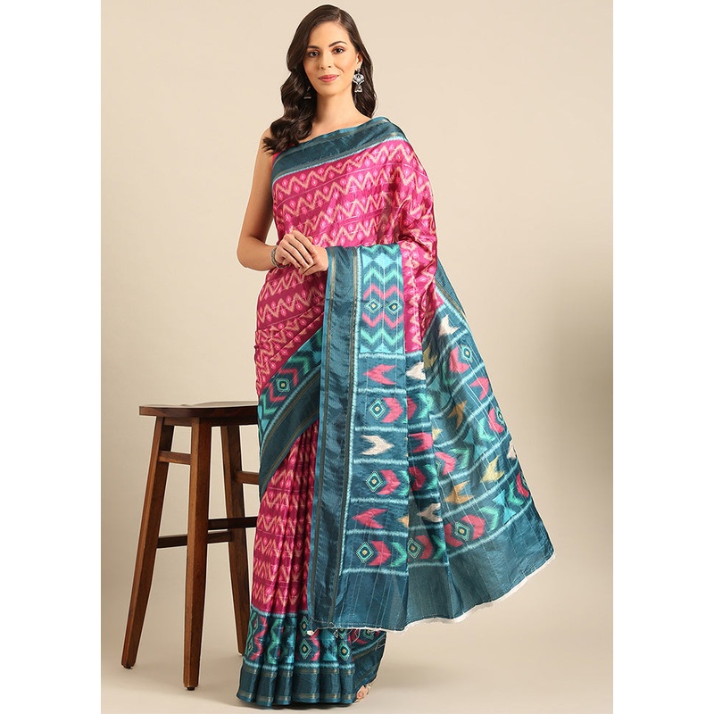 Magenta Cotton Saree With Blouse Piece - JD986611729