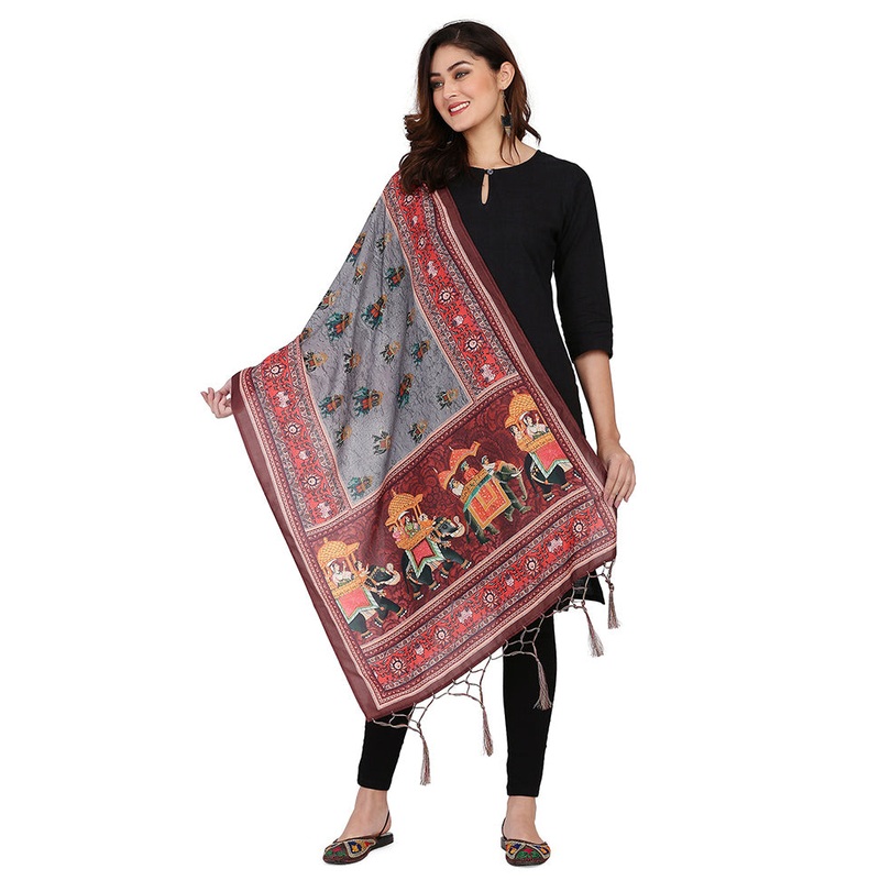 Multicolor Cotton Designer Digital Printed Work Dupatta - JD986611821