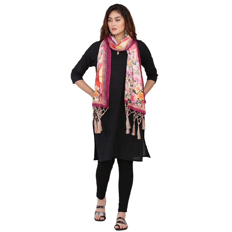 Multicolor Cotton Designer Digital Printed Work Dupatta - JD986611823