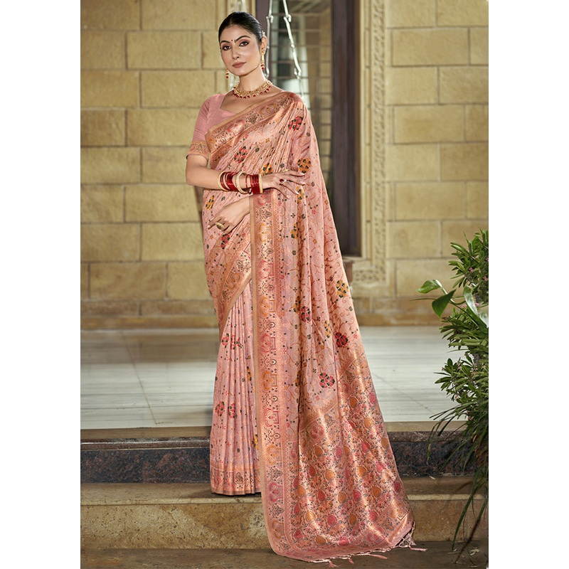 Pink Dupion Silk Saree With Blouse Piece - JD986611700