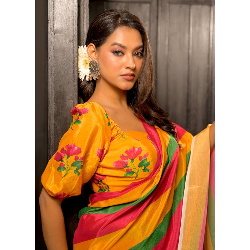 Yellow Chiffon Designer Blouse - JD986611812
