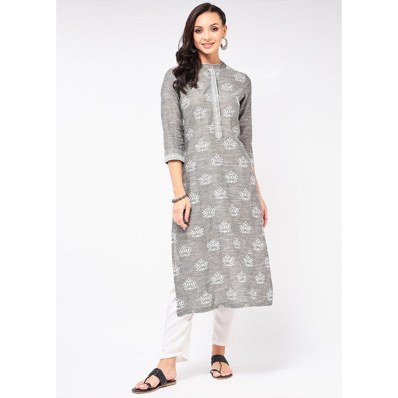 Black Readymade Cotton Kurti - JD986611543