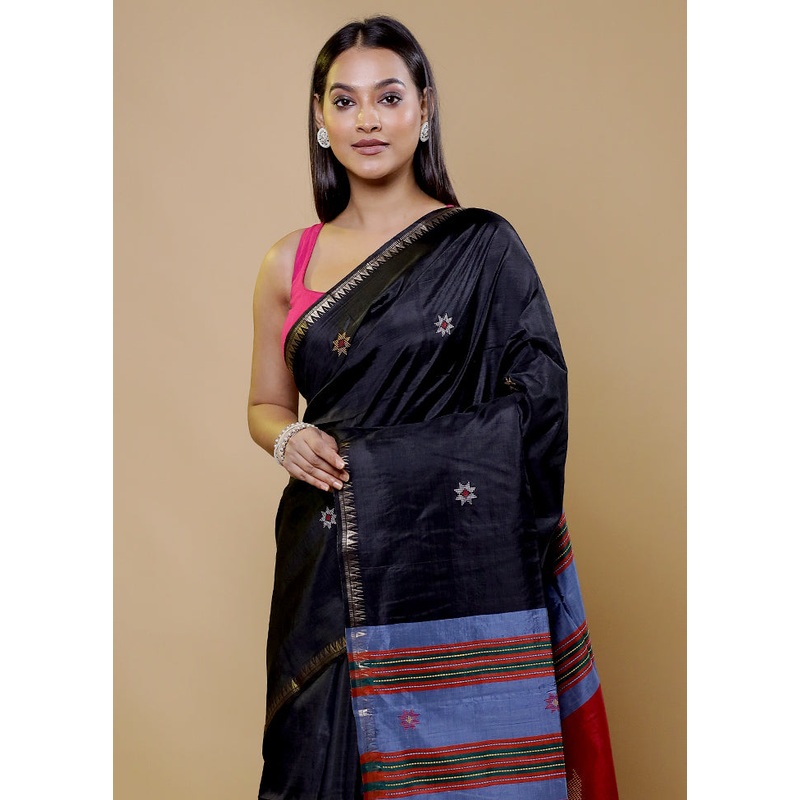 Blue Kalakshetra Kanjivaram Silk Saree With Blouse Piece - JD986611604