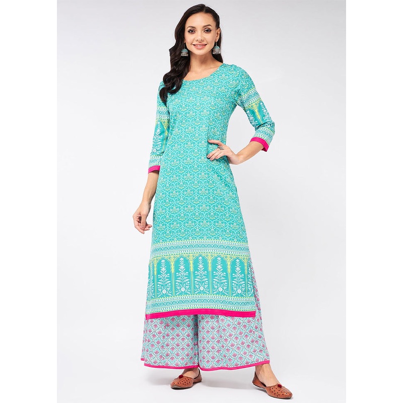Blue Readymade Rayon Kurti - JD986611534