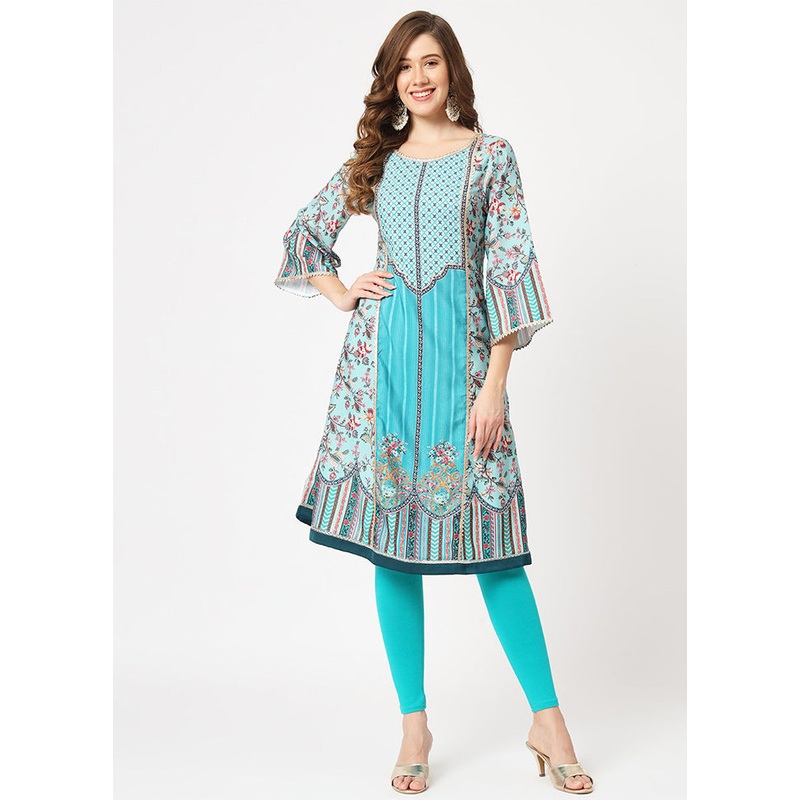 Blue Readymade Viscose Kurti - JD986611527