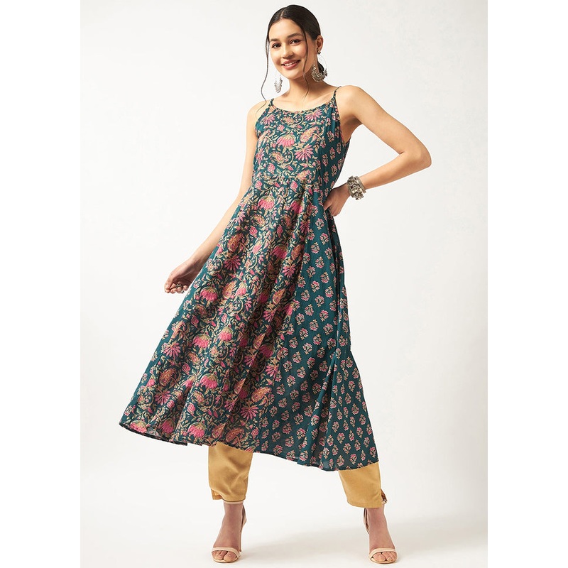 Green Readymade Cotton Kurti - JD986611519