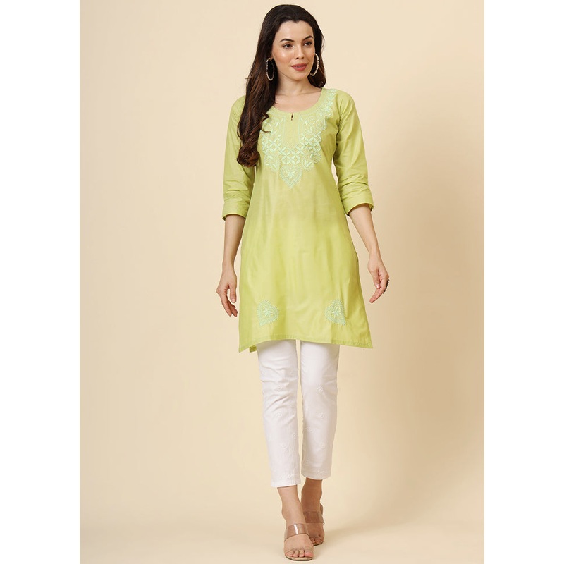 Green Readymade Cotton Kurti - JD986611632