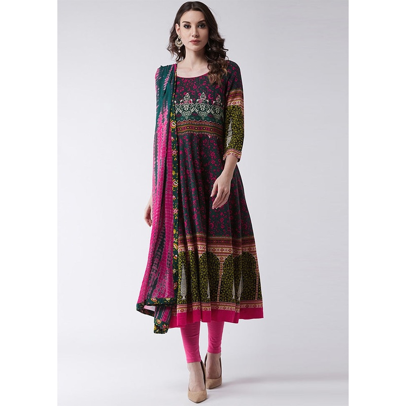 Green Readymade Rayon Kurti - JD986611502