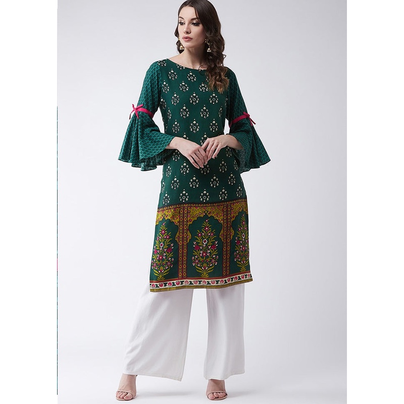 Green Readymade Rayon Kurti - JD986611504