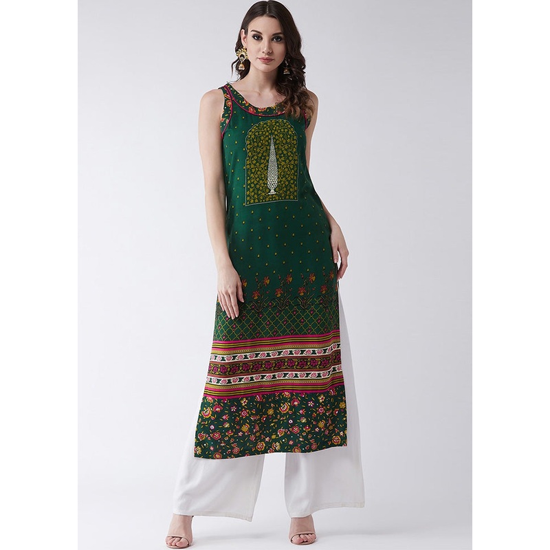 Green Readymade Rayon Kurti - JD986611505