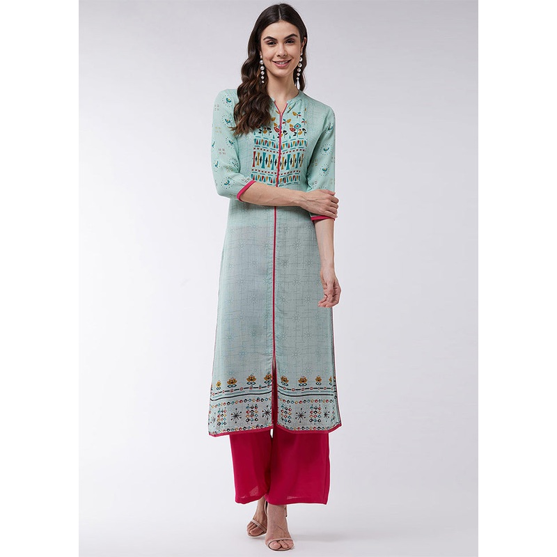 Green Readymade Rayon Kurti - JD986611506